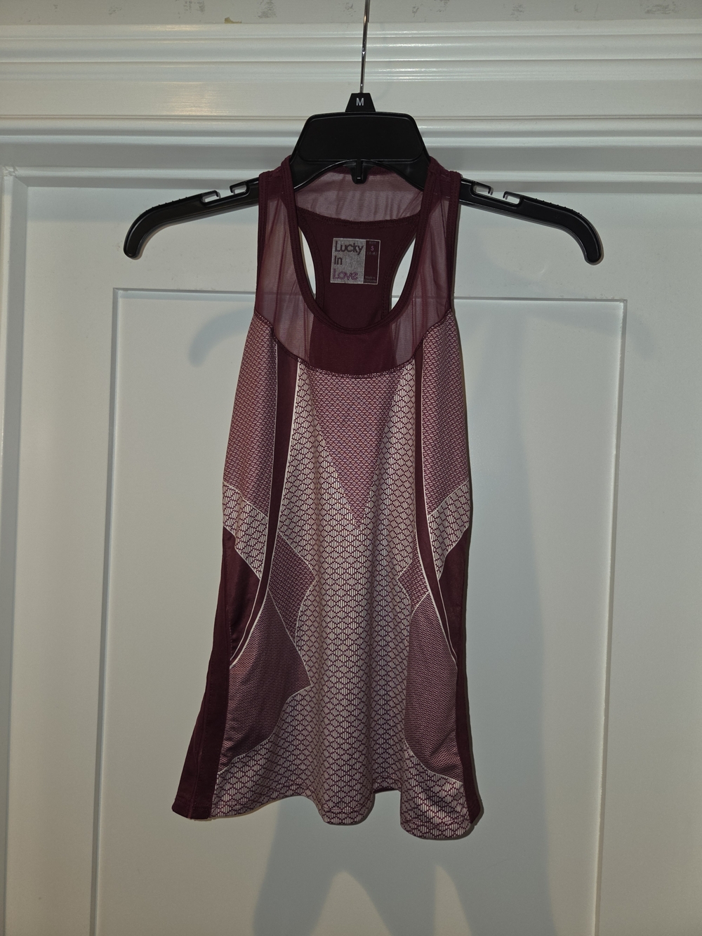 Lucky in Love Maroon Mesh Racerback Performance Tank